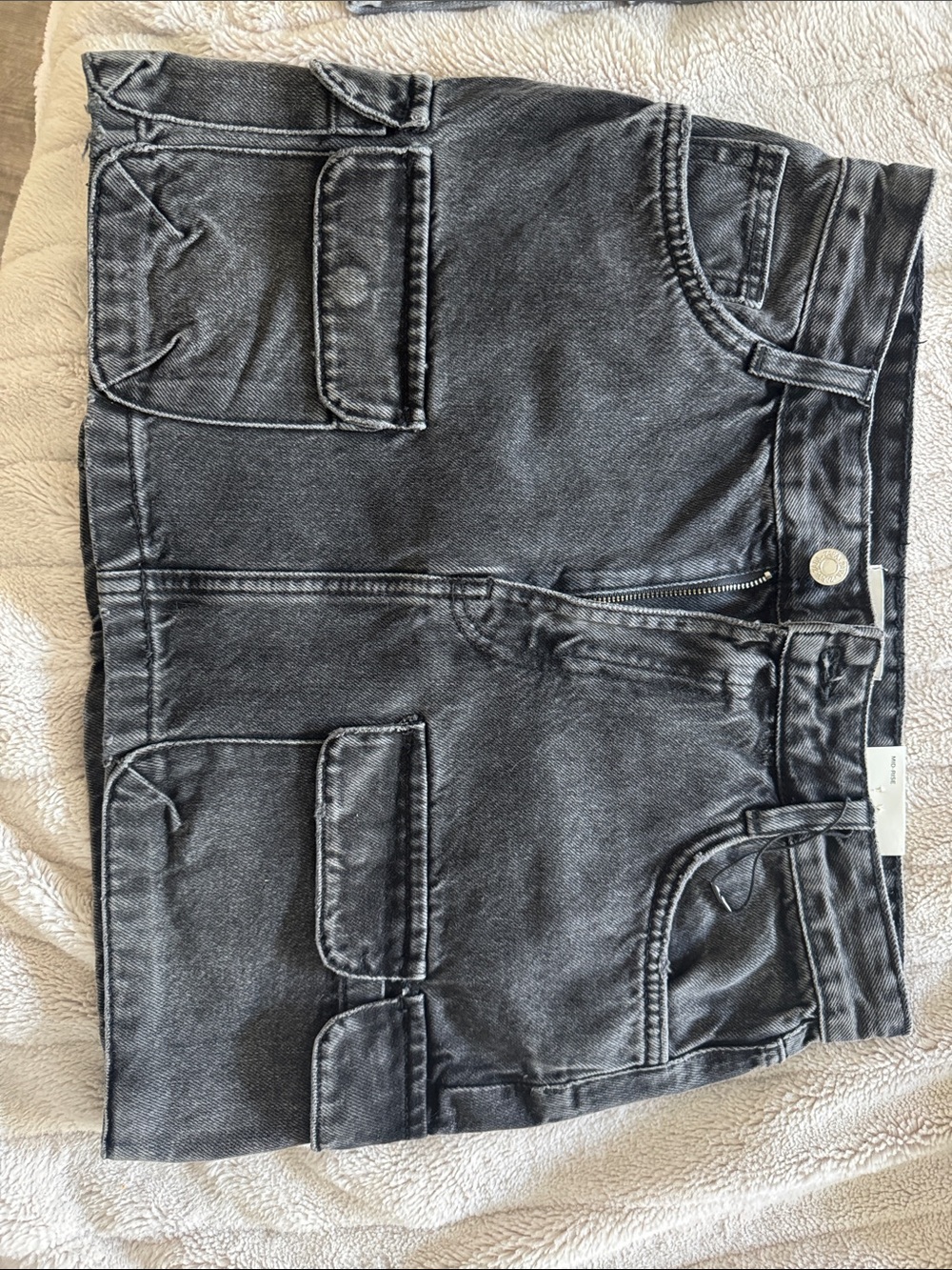 Zara Black Cargo Denim Mini Skirt